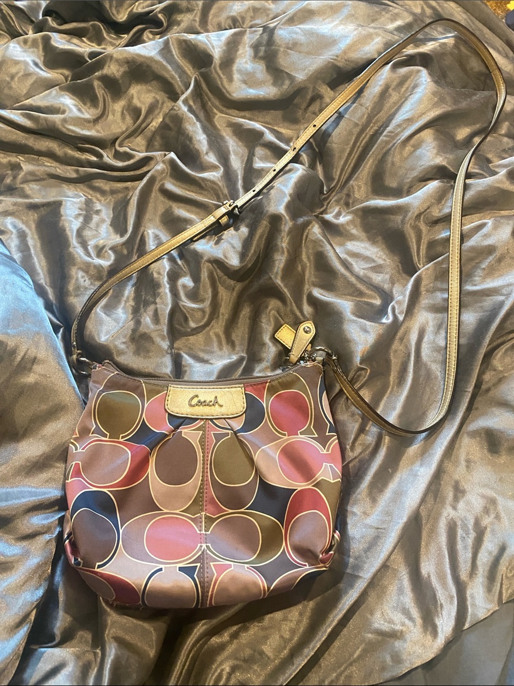 Signature Coach Satin Minaudière Ashley bag scarf print crossbody bag Y2K